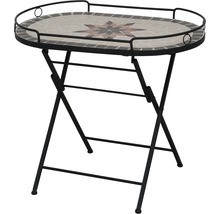 Ovaler Klapptisch mit Mosaikplatte und Metallgestell