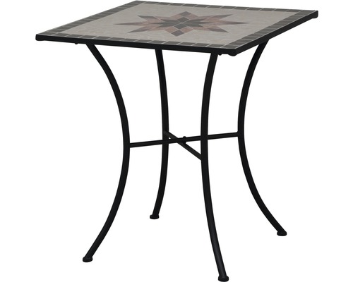 Gartentisch Gardamo Stella 64 x 64 cm eckig Gestell aus Stahl in matt schwarz, Gartentischplatte aus Keramik in Mosaikoptik Gartentisch Gardamo Stella 64 x 64 cm eckig Gestell aus Stahl in matt schwarz, Gartentischplatte aus Keramik in Mosaikoptik