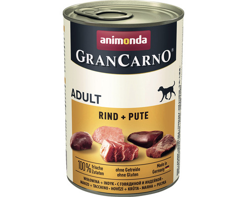 Hundefutter nass animondo Grand Carno Adult Rind & Pute 400 g