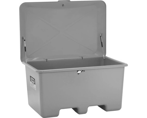 Geöffnete Streugutbox aus Kunststoff