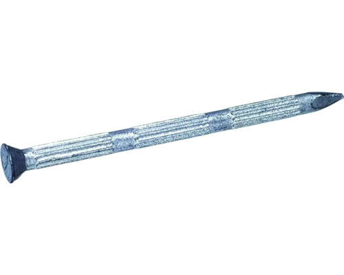 Stahlrillennägel 3,5 x 55 mm metallisiert, 100 Stück Ein einzelner gerillter Nagel mit Kopf und Spitze.