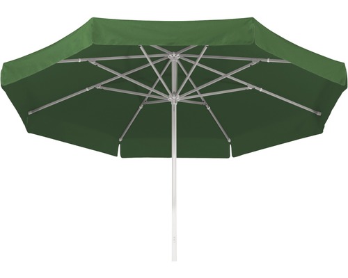 Sonnenschirm Schneider Jumbo Ø 300 H 275 cm Polyester 220 g/m² grün Geöffneter, grüner Gartenschirm mit Gestell