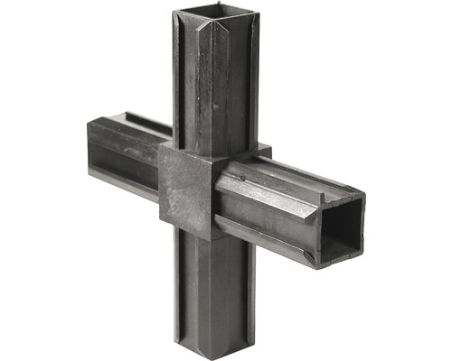 XD-Rohrverbinder Kreuzstück für Vierkantrohre 20x20x1,5 mm Kunststoff schwarz