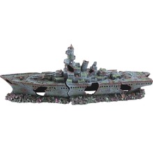 Aquariumdekoration aquatlantis Zerstörer Schiff groß 68x15,5x27 cm