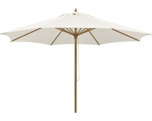Sonnenschirm Schneider Malaga Ø 300 H 257 cm Polyester 180 g/m² natur Gartenschirm mit Holzstiel und hellem Schirmdach