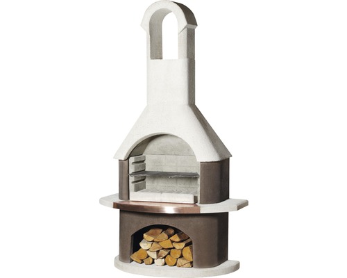 Buschbeck Grillkamin St. Moritz 65 x 110 x 203 cm braun Gemauerter Gartengrill mit Holzlager
