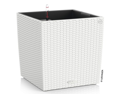 Pflanzkübel Lechuza Cube Cottage Kunststoff 30x30x30 cm weiß Weißer, quadratischer Pflanzkübel mit Bewässerungssystem und Wasserstandsanzeige