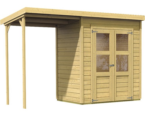 Holzgartenhaus mit Vordach und Doppeltür