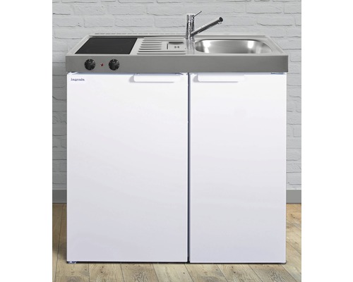 Stengel-Küchen Miniküche mit Geräten Kitchenline 90 cm weiß glänzend vormontiert Variante rechts