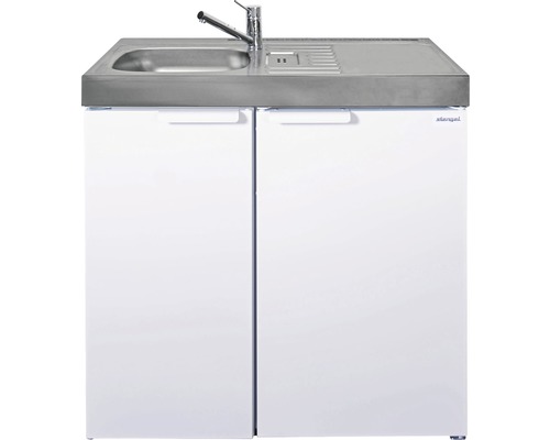 Stengel-Küchen Miniküche mit Geräten Kitchenline 90 cm weiß glänzend vormontiert Variante links 1109000006100