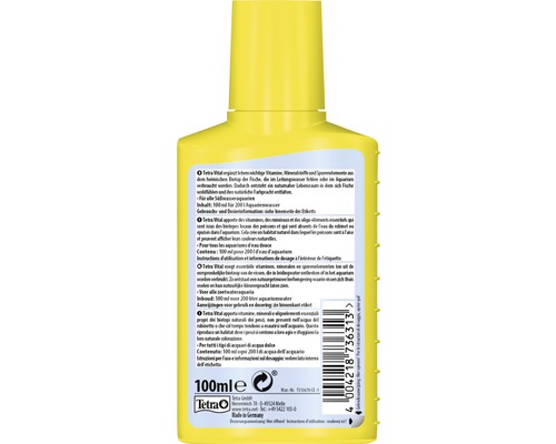 Tetra Vital Wasseraufbereiter in gelber Flasche, 100 Milliliter für Süßwasseraquarien