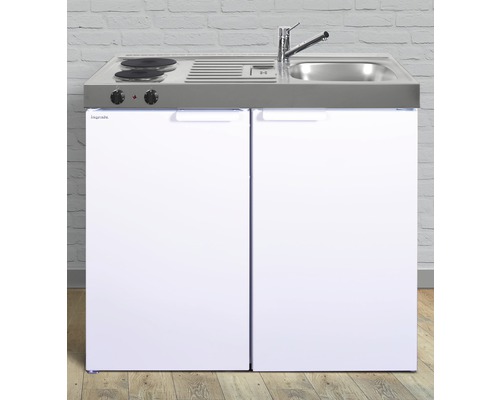 Stengel-Küchen Miniküche mit Geräten Kitchenline 100 cm weiß glänzend vormontiert Variante rechts