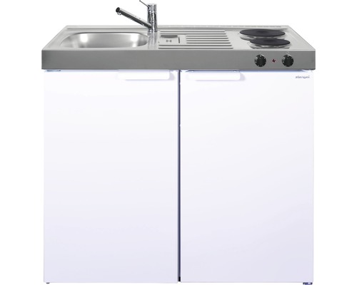 Stengel-Küchen Miniküche mit Geräten Kitchenline 100 cm weiß glänzend vormontiert Variante links