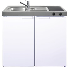 Stengel-Küchen Miniküche mit Geräten Kitchenline 100 cm Frontfarbe weiß glänzend Korpusfarbe weiß montiert-thumb-0