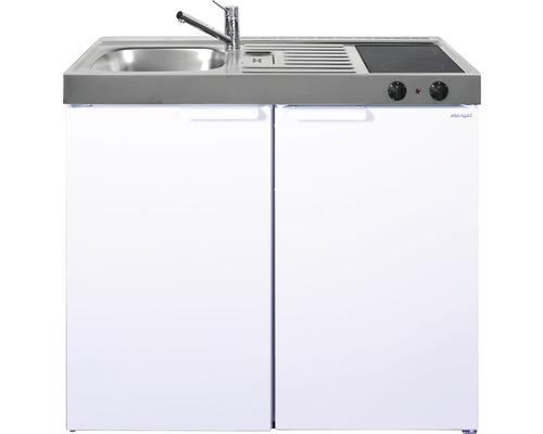 Stengel-Küchen Miniküche mit Geräten Kitchenline 100 cm Frontfarbe weiß glänzend Korpusfarbe weiß montiert-0
