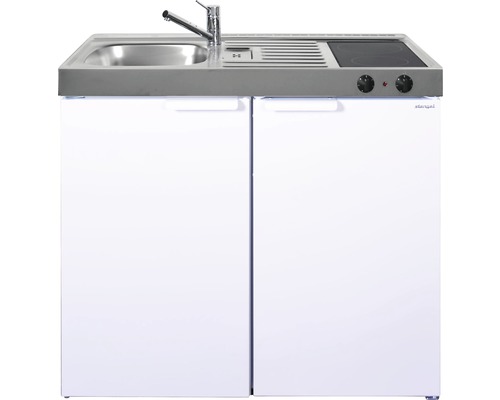 Stengel-Küchen Miniküche mit Geräten Kitchenline 100 cm weiß glänzend vormontiert Variante links