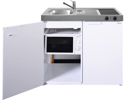 Stengel-Küchen Miniküche mit Geräten Kitchenline 100 cm weiß glänzend vormontiert Variante links 1110001004100