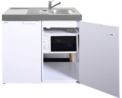 Stengel-Küchen Miniküche mit Geräten Kitchenline 100 cm Frontfarbe weiß glänzend Korpusfarbe weiß montiert
