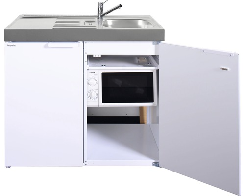 Stengel-Küchen Miniküche mit Geräten Kitchenline 100 cm weiß glänzend vormontiert Variante rechts