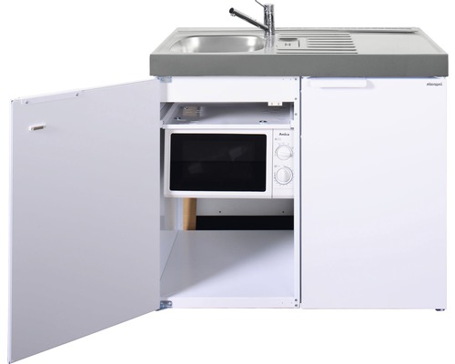 Stengel-Küchen Miniküche mit Geräten Kitchenline 100 cm weiß glänzend vormontiert Variante links