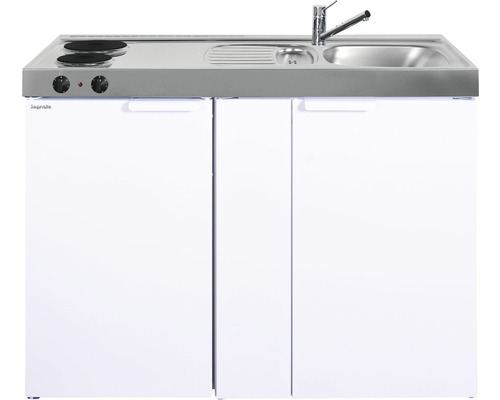 Stengel-Küchen Miniküche mit Geräten Kitchenline 120 cm weiß glänzend vormontiert Variante rechts