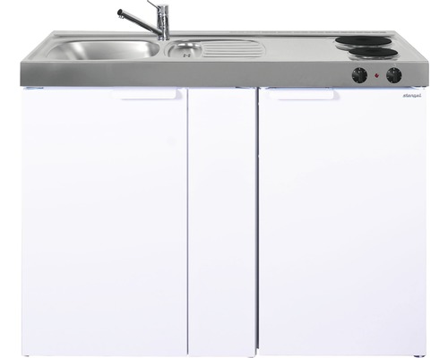 Stengel-Küchen Miniküche mit Geräten Kitchenline 120 cm weiß glänzend montiert Variante links