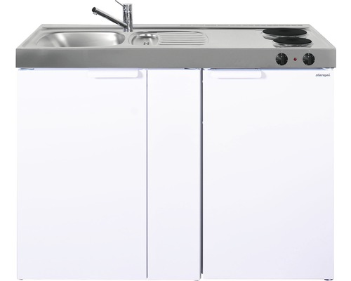 Stengel-Küchen Miniküche mit Geräten Kitchenline 120 cm weiß glänzend vormontiert Variante links 1112000102100