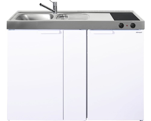 Stengel-Küchen Miniküche mit Geräten Kitchenline 120 cm weiß glänzend vormontiert Variante links