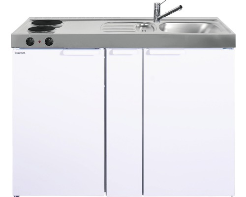 Stengel-Küchen Miniküche mit Geräten Kitchenline 120 cm weiß glänzend vormontiert Variante rechts