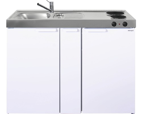 Stengel-Küchen Miniküche mit Geräten Kitchenline 120 cm weiß glänzend vormontiert Variante links 1112000202100