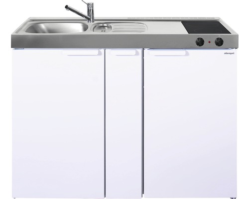 Stengel-Küchen Miniküche mit Geräten Kitchenline 120 cm weiß glänzend vormontiert Variante links 1112000204100