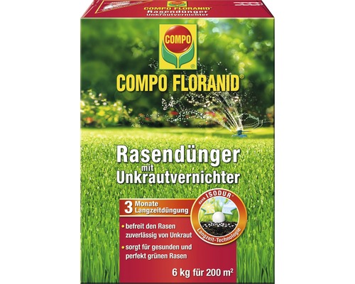 Rasendünger COMPO Floranid mit Unkrautvernichter 6 kg 200 m²