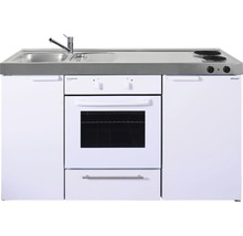 Stengel-Küchen Singleküche mit Geräten Kitchenline 150 cm Frontfarbe weiß glänzend Korpusfarbe weiß montiert-thumb-0
