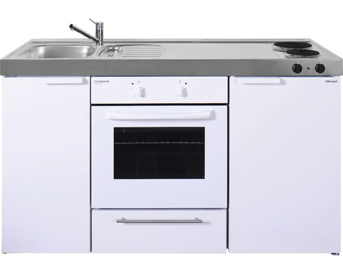 Stengel-Küchen Singleküche mit Geräten Kitchenline 150 cm Frontfarbe weiß glänzend Korpusfarbe weiß montiert-0