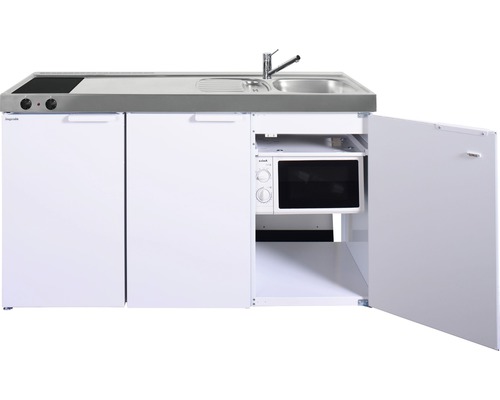 Miniküche mit Kochfeld, Spüle und Mikrowelle