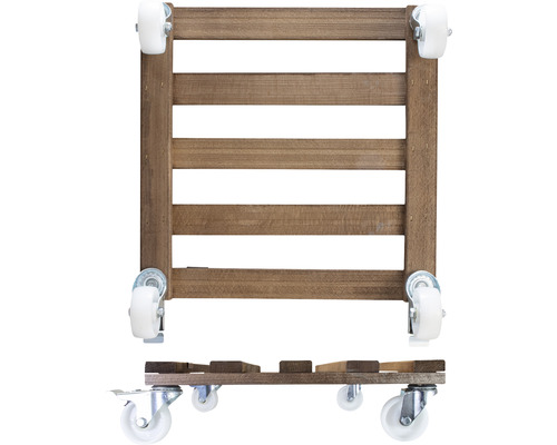 Rollbarer Pflanzenuntersetzer aus Holz mit Rollen