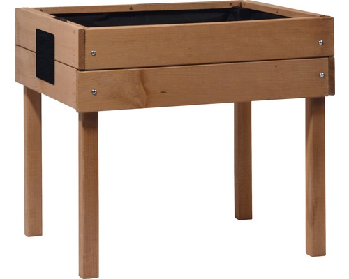 Hochbeet aus Holz mit vier Beinen und Pflanzfolie