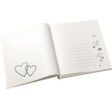 Offenes Gästebuch mit Herzmotiven
