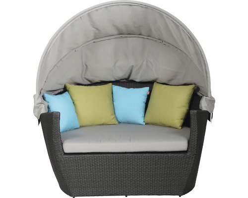 Gartencouch aus Rattan mit Sonnendach und Kissen