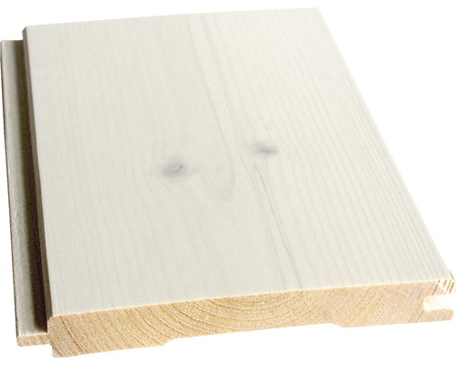 Konsta Faseprofil Fichte "A" weiß 14x121x2350 mm Holzpaneel mit Nut- und Federverbindung