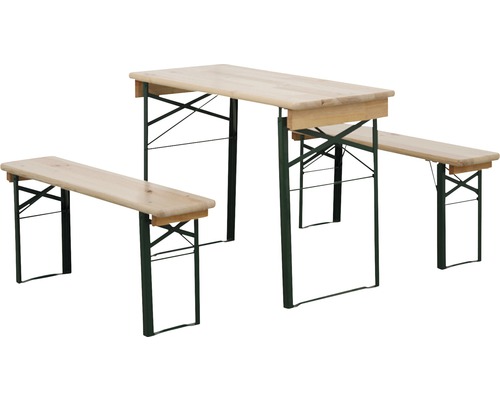 Bierzeltgarnitur Kiefer 3-teilig braun Bierzeltgarnitur mit Tisch und zwei Bänken