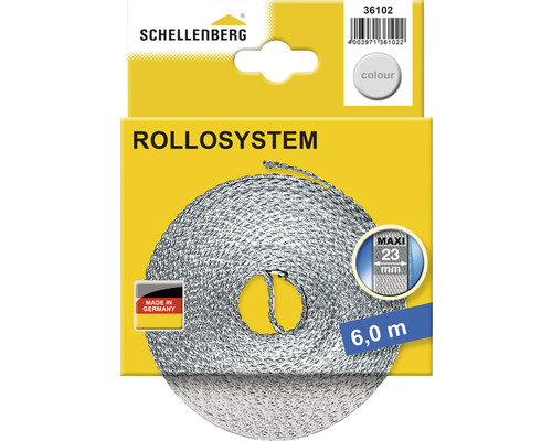 Schellenberg Rollladengurt, 6 Meter lang, 23 Millimeter breit, Made in Germany Siegel