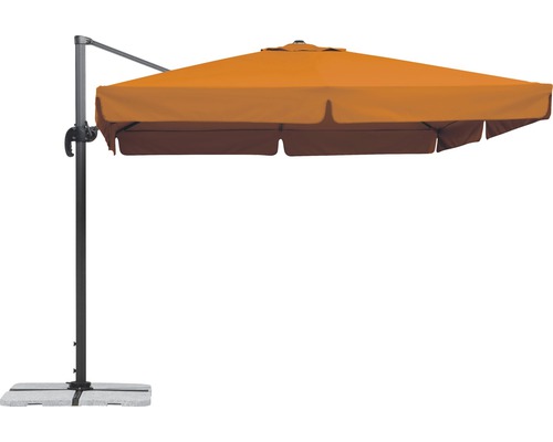 Ampelschirm Schneider 300 x 300 x 273 cm Polyester 200 g/m² terracotta Freiarm-Sonnenschirm mit Stoffbespannung und Standfuß
