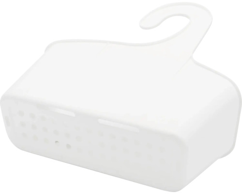 Weiße Duschablage mit Haken zum Aufhängen