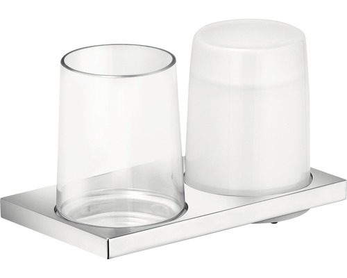 Doppelhalter mit Glas und Lotionsspender KEUCO Edition 11 Kristallglas/chrom 11153-0