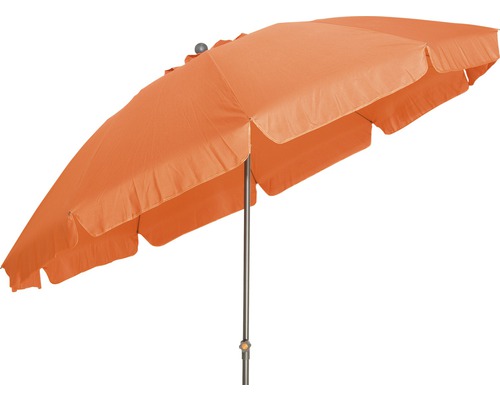 Oranger Sonnenschirm mit Metallständer