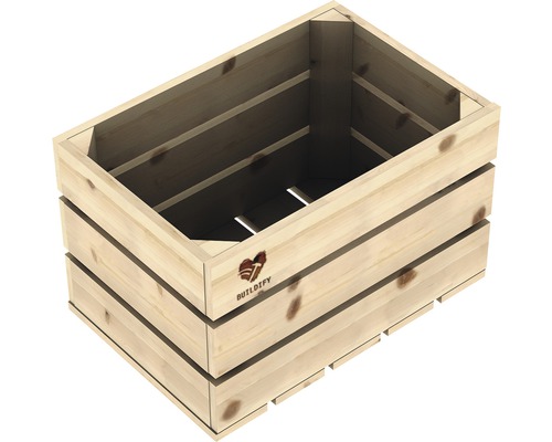 Buildify Holzkiste Obstkiste klein, unbehandelt, 34x23x21 cm