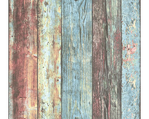 Vliestapete 30723-1 Best of Wood'n Stone 2 Holzbretter rot blau braun