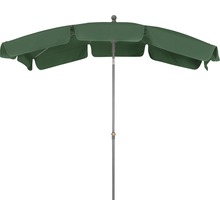 Gartenschirm mit mittigem Mast und grünem Schirmdach