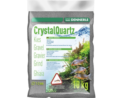 Kristall-Quarzkies DENNERLE 10 kg schiefergrau Dennerle Crystal Quartz Kies, 1 bis 2 mm Körnung, 10 kg Packung